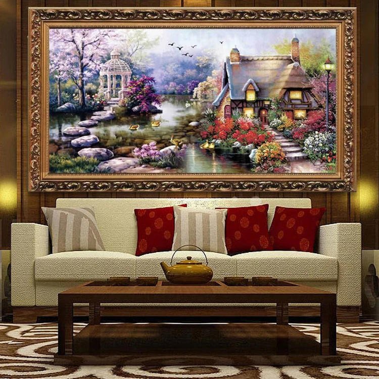 

Flower Gardon Scenic Cotton Silk Thread DMC Cross Stitch Kits 100% Printed Embroidery DIY Handmade Needlework Wall Home Decor