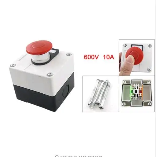 

LAY37 Momentary Switch Red Green Mushroom Push Button Station, 600V, 10 Amp