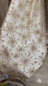 

glued glitter tulle mesh fabric S-82725 glued glitter sequins lace fabric with beads for party dress