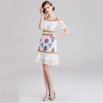 

Summer Dress Women White Feathers Sexy Mini Dress 2019 New Balloon Cartoon Embroidery Short Sleeve Dress Vestidos Feminina CX849