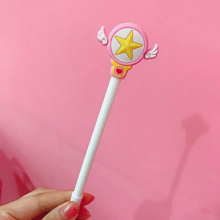 White rod 4 шт./компл. с волшебными картинками; с рисунком героев из мультфильмов; с звезда скипетр гелевая ручка подпись ручка Эсколар. школьные канцелярские принадлежности канцелярский подарок - Цвет: White rod