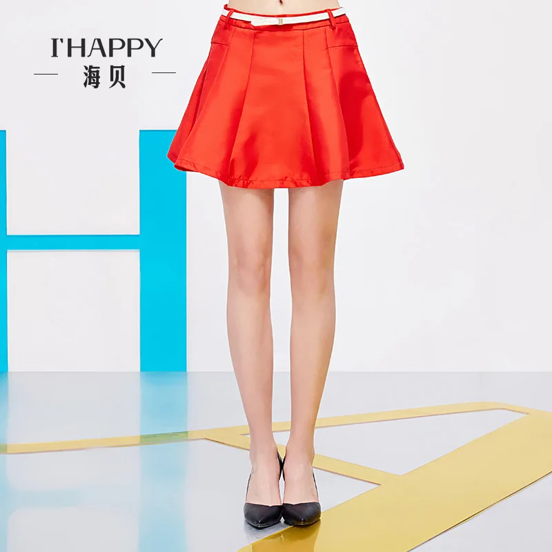 Ihappy женская Осень сплошной красный Линии длиной до колен юбка | Женская одежда