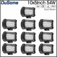 10 pieces 5 inch 54W spot beam 12v offroad car light truck light LED work light