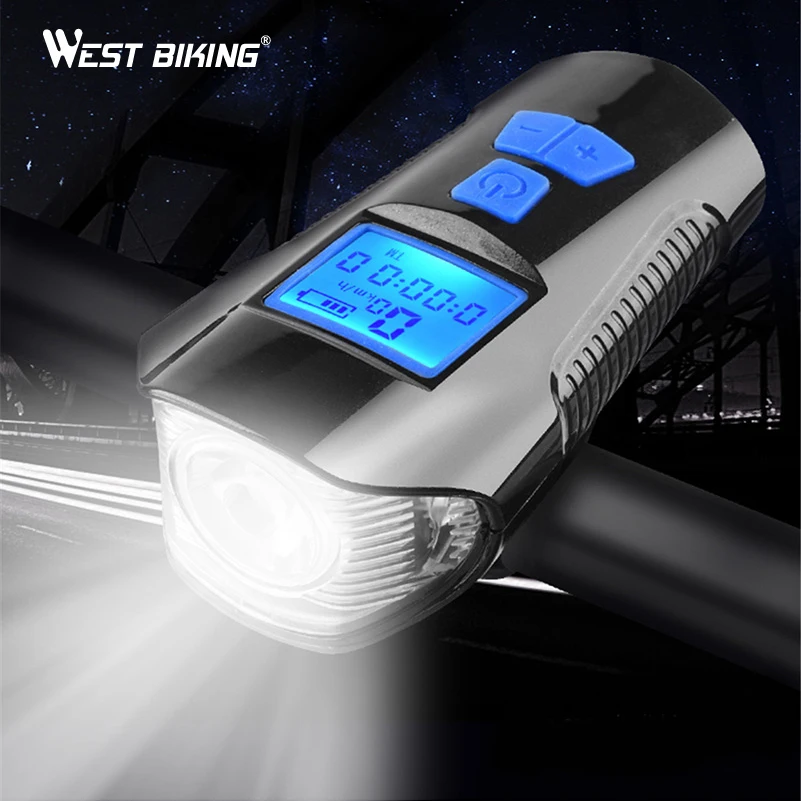 Cheap Waterproof Bicycle Light USB Rechargeable Bike Front Light Flashlight With Bike Computer LCD Speedometer Cycling Head Light Horn 0