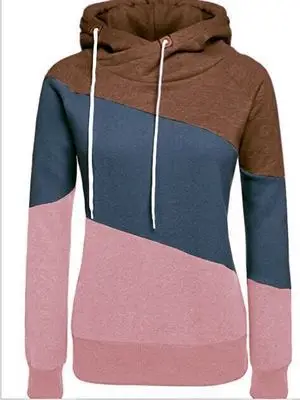 Women's Casual Pullover Funnel Collar Hooded Sweatshirt