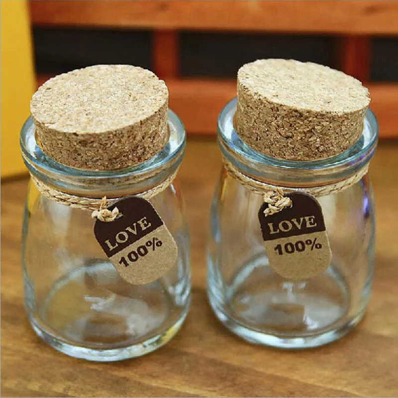 

Wholesale 1PC DIY Levitation Bottle For Pudding Mini Glass Bottles With Corks Clear 100ml Milk Jar