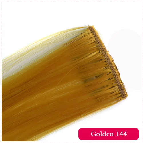 Nissi 50 см, один зажим, один кусок, волосы для наращивания, синтетические, длинные, прямые, для наращивания, радужные, цветные волосы для детей и женщин - Цвет: Golden 144