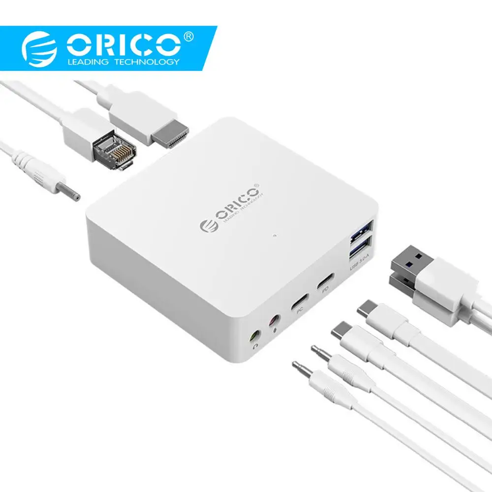 ORICO Multi-function Laptop Docking Stations TYPE-C to HDMI 4K/Microphone/RJ45/USB3.0-A*2/Audio Type-C PD Host Expansion Dock | Компьютеры