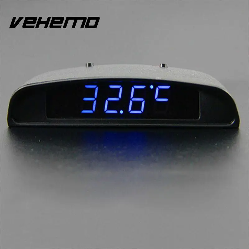 VEHEMO Dc12V 3 inch Car Digital Auto Digital Clock Thermometer Voltmeter Temp Battery Volt Temperature Monitor Accessories