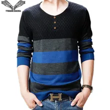 VISADA JAUNA, модный мужской свитер с v-образным вырезом, зимний свитер высокого качества, вязаный свитер для мужчин, облегающий мужской свитер N6687