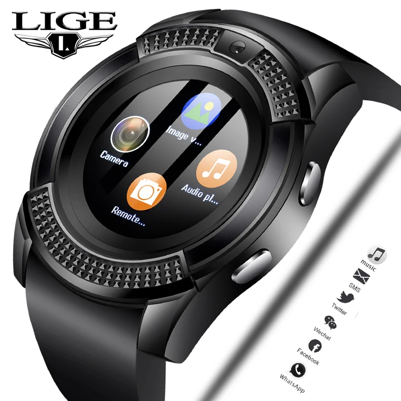 Preise LIGE 2019 Neue Smart Uhr Männer Mode Sport Schrittzähler Uhr Fitness Uhr Informationen Erinnerung Unterstützung sim karte Relogio + Box