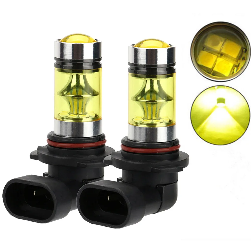 

2X 9006 HB4 100W 2323 LED 4300K YELLOW Fog Driving Light Bulbs Gas Auto halogen lamp bulb Fog Lights Headlights Car Accessories