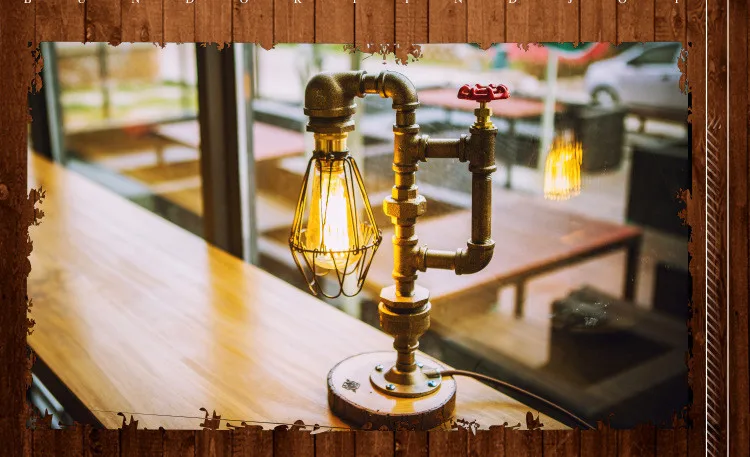 Vintage Industrial Retro water pipe Style Table Desk Lamp light 15