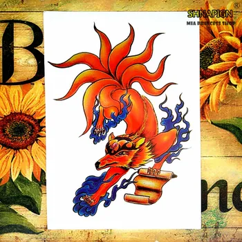 

Firefox Temporary Tattoo Body Art Flash Tattoo Stickers 12*20cm Waterproof Henna Tatoo Styling Home Decor Wall Sticker