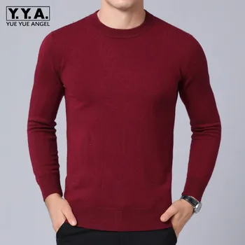 

Men O-Neck 100% Wool Sweater Warm Knitted Casual Long Sleeve Pullovers Tops High Quality Fashion Solid Slim Sweater Knitwear New