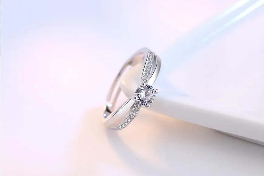 Anenjery 925 пробы Серебряное обручальное кольцо для женщин крест циркон роскошное открывающееся кольцо Анель подарок на день Святого Валентина S-R131