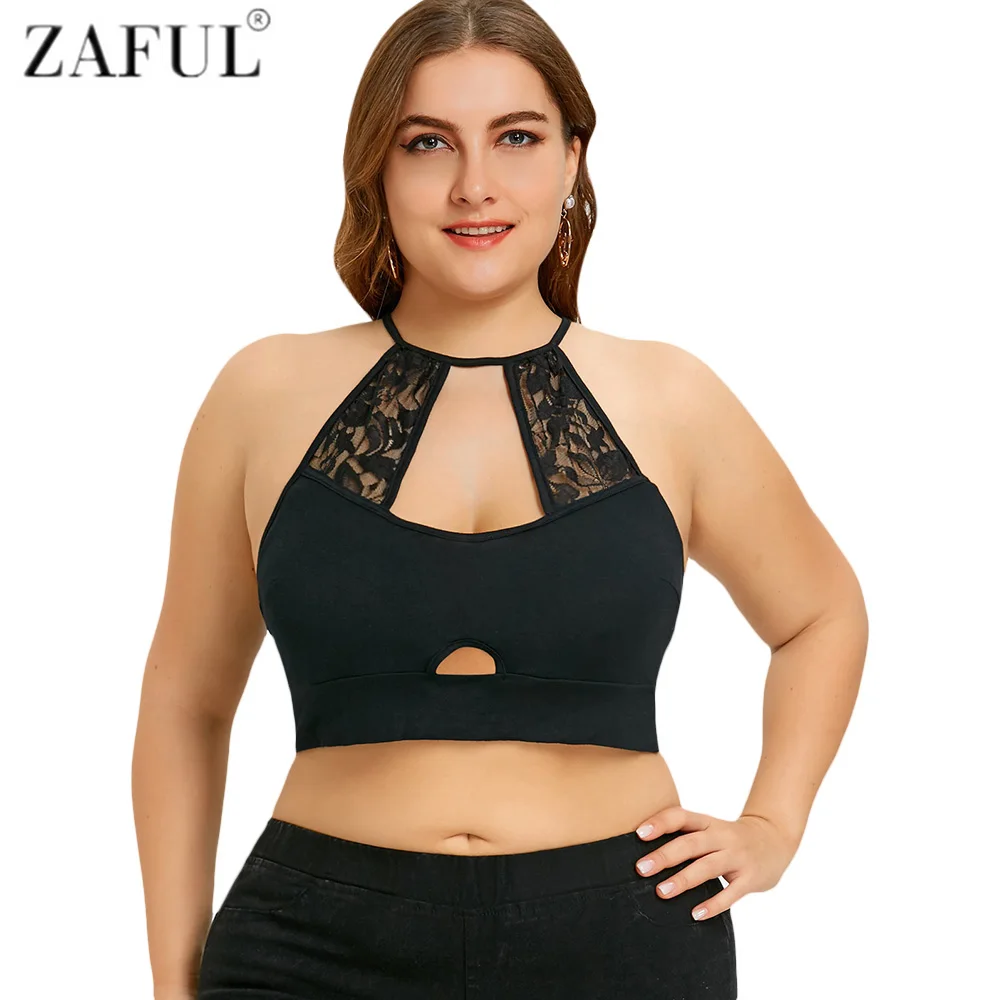 ZAFUL Plus Size Lace Trim Cut Out Camisole