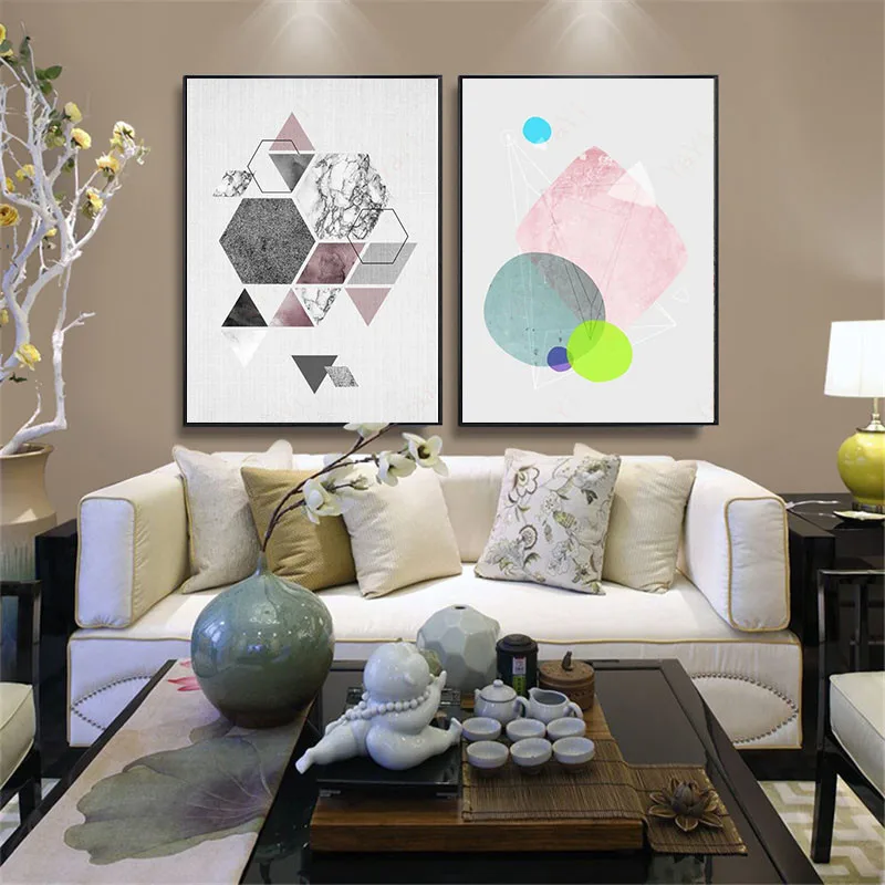 Haochu مكتب ديكور المنزل قماش اللوحة مجردة الهندسة أريكة جدار الفن صورة سند مدخل غرفة المعيشة ممر الإمدادات Haochu مكتب ديكور المنزل قماش اللوحة مجردة الهندسة أريكة جدار الفن صورة سند مدخل غرفة المعيشة ممر الإمدادات