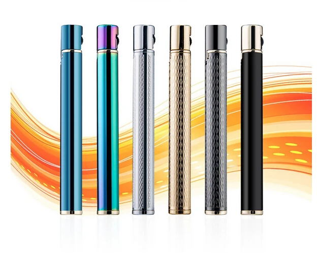 

Mini windproof cigarette gas Jet Butane Lighters creative slim type matchstick refillable Flint Grinding Wheel Cigar Lighter