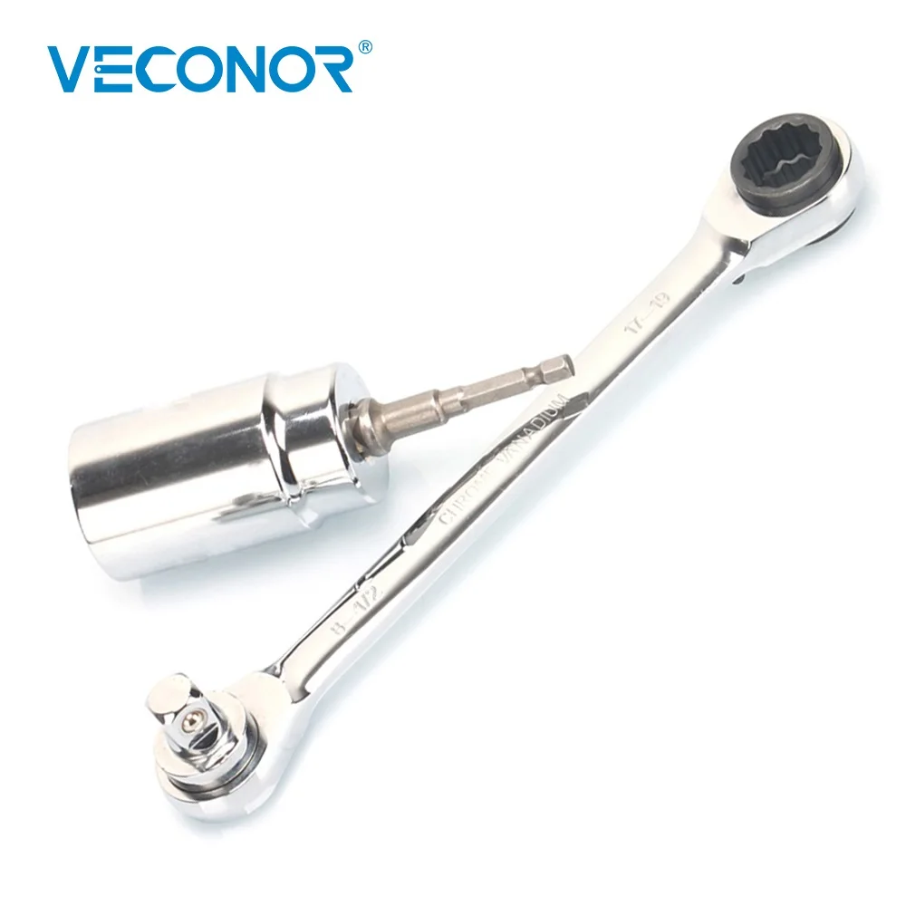 

1/2" Socket Ratchet Wrench Spanner Set of Multitools Hand Tools Full Polish Reversible 72T Ratcheting Head With Socket and Bar