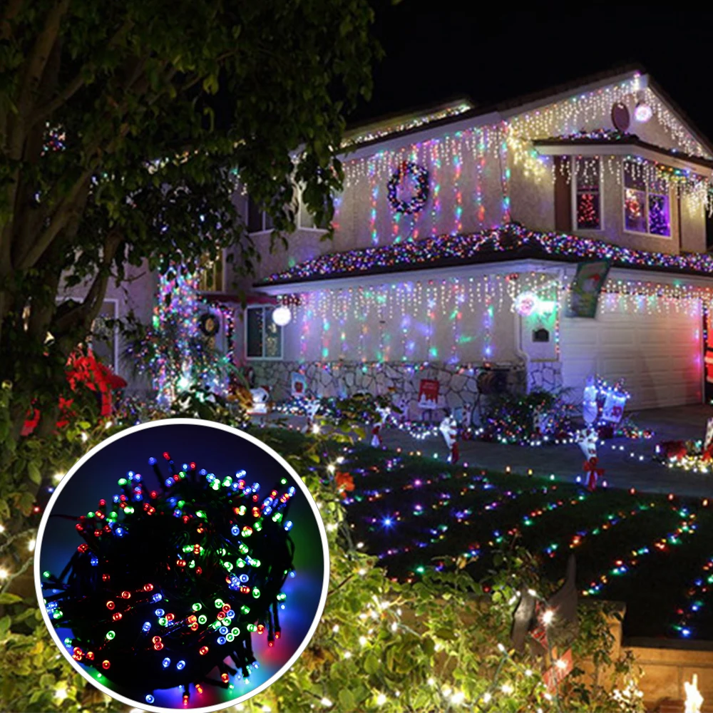 10 m 8 modos De iluminación RGB 100 Luces De Año Nuevo De la lámpara 220 V Luces De Navidad adorno parte iluminación de Navidad cuerdas