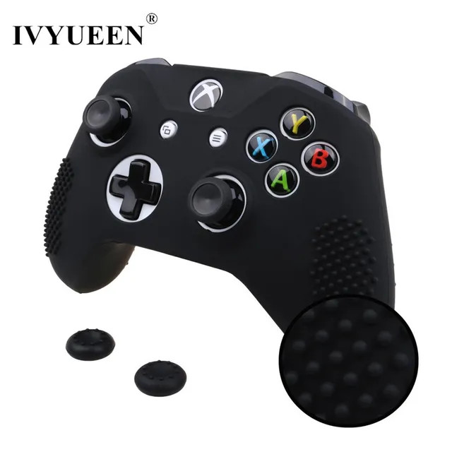 Special Offers IVYUEEN New Studded Anti-slip Silicone Rubber Cover Skin Case for XBox One X S Slim Controller with 2 Thumbsticks Caps Grips