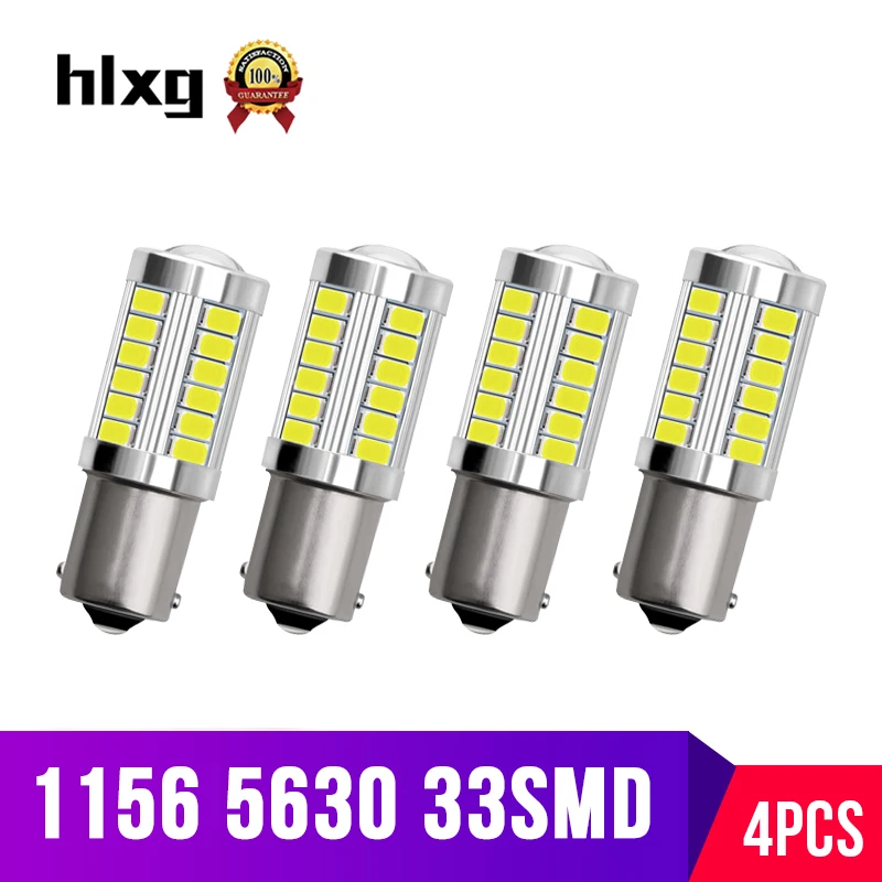 

hlxg 4PCS Led 1156 BA15S License Plate Light Turn Signal Clearance Lights Car Bulb Lamp Auto Led Lighting Source 12V 6000K