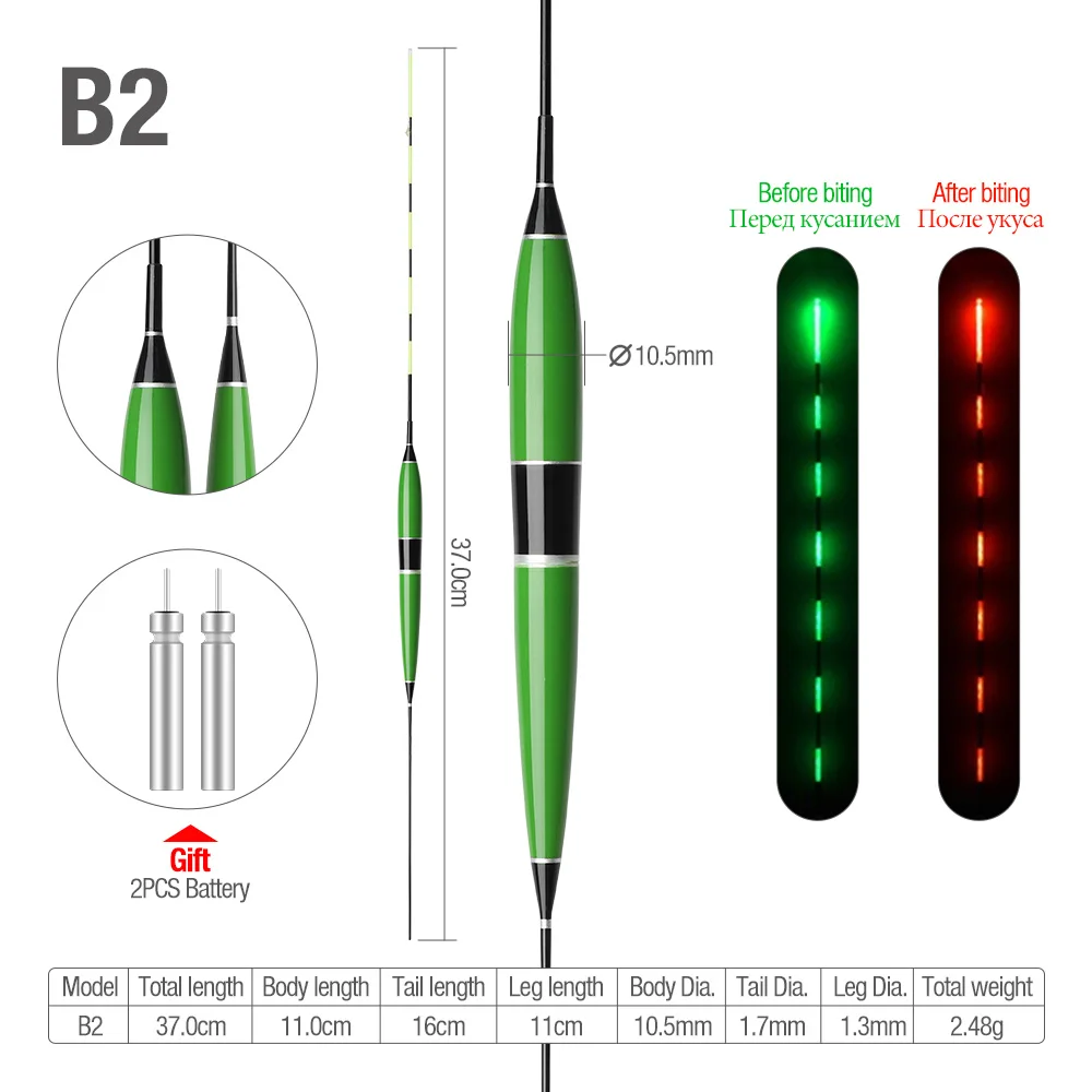 DONQL Smart Fishing Led Light Float Luminous Glowing Float Fish Bite Automatically Remind Electric Fishing Buoy With Batteries - Цвет: B2