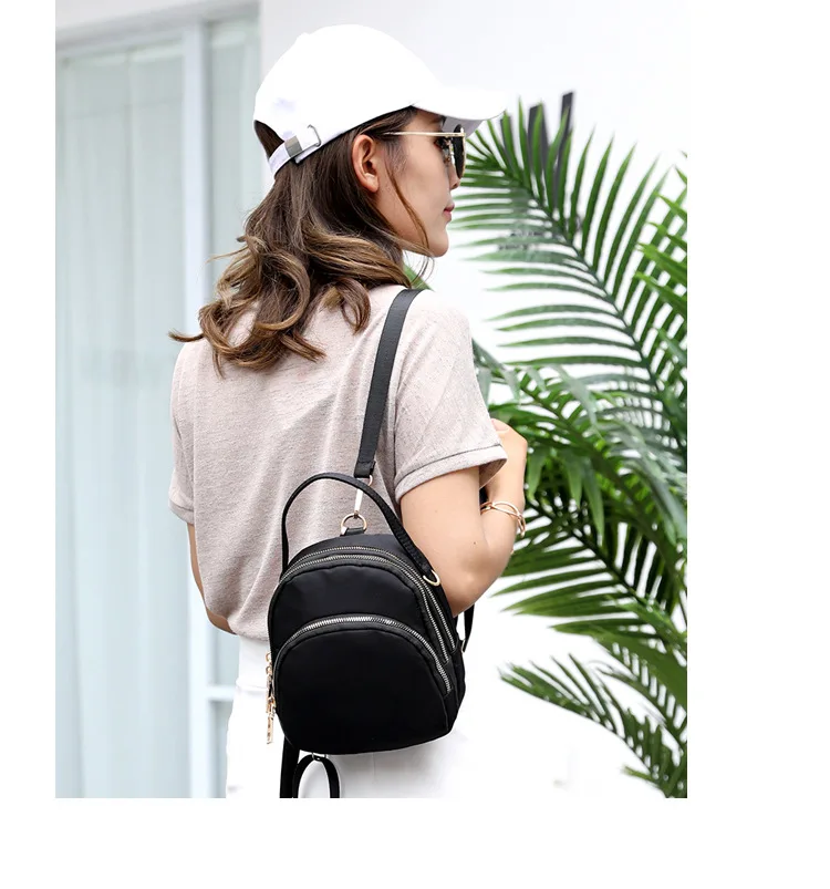 Женский мини-Рюкзак Кошелек нейлоновый водонепроницаемый маленький рюкзак для девочек многофункциональная сумка через плечо модная сумка многослойная