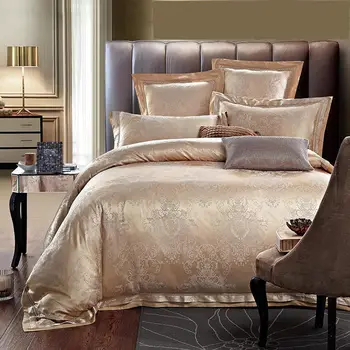 

Jacquard satin bedding set king queen size 4/6pcs luxury Noble bedclothes duvet cover bed sheet silk cotton home textile