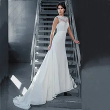 Vestido de noiva curto, ТРАПЕЦИЕВИДНОЕ Новое поступление, недорогие свадебные платья с аппликацией, кружевное свадебное платье без рукавов с открытой спиной