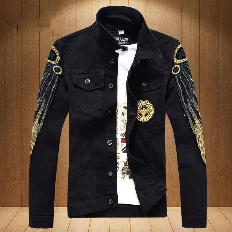 

2019 Men's Fashion bomber Casual brand Jeans Jackets fashion Streetwear moto bike Men Clothing high-grade Denim Jacket big size