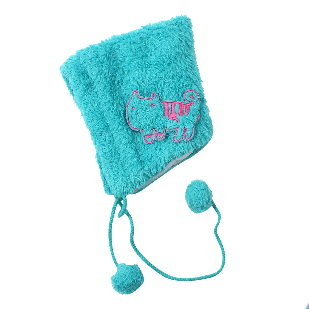 Cartoon Cat Baby Beanie Scarf Set Warm Velvet Baby Hat For Girls Lace Up Ear Protect Boys Beanie Autumn Winter Baby Boy Clothing (6)