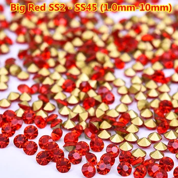 

1440pcs ss12 Red Point Rhinestones Glass Pointback Nail Strass Round Crystal Stones Wedding Dress Jewelry Crafts Decoration