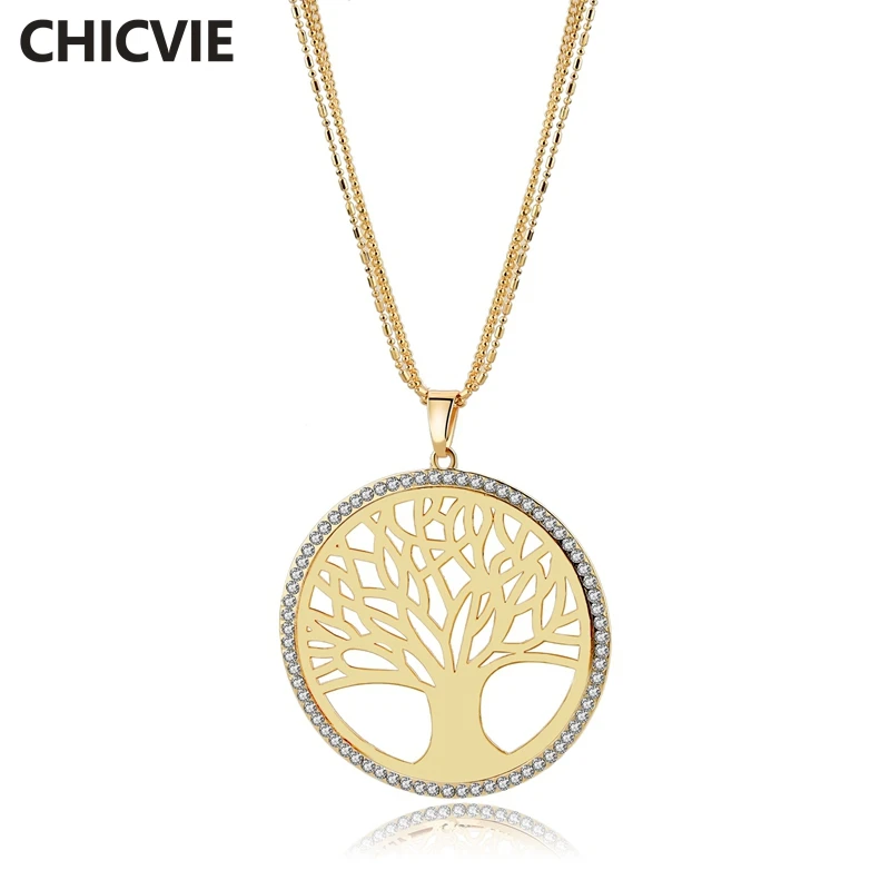 CHICVIE модные ювелирные изделия подвеска с деревом жизни женское ожерелье