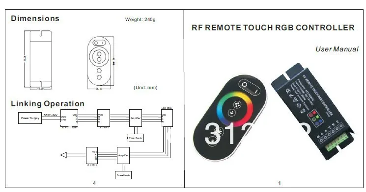 TRC02; RF RGB Светодиодная панель управления, DC12-24V вход переменного тока, с потери мощности Функция памяти