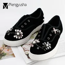 Разноцветный кристалл туфли на плоской подошве, декорированные цветками; со стразами; женская обувь на каблуках; слипоны на плоской подошве с жемчугом, на платформе, на толстой резине женские Лоферы бусины c823