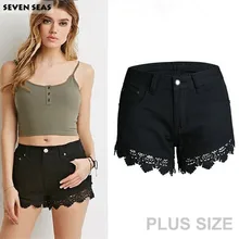 Новые модные летние пикантные крючком кружевные шорты для женщин; Большие размеры 4XL хлопок Высокая талия черные шорты Femme
