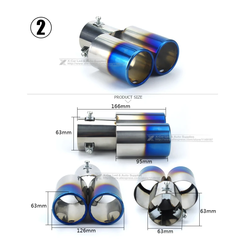 Автомобильный Круглый глушитель выхлопной трубы из нержавеющей стали Exhause 1-2 двойной трубы хромированная отделка модифицированный Автомобильный задний хвост горла лайнер