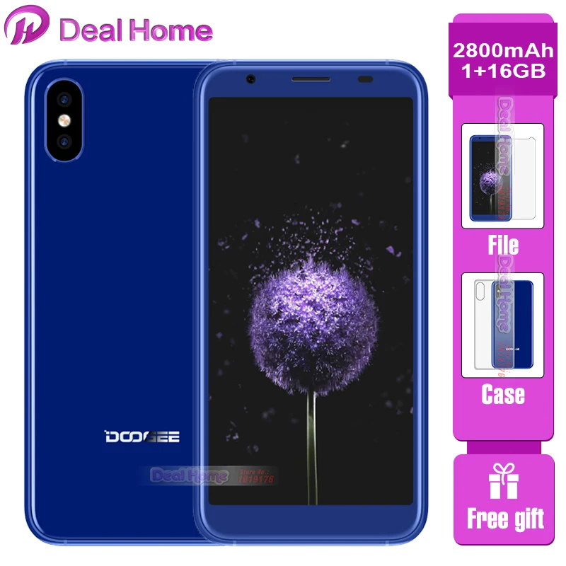 

2018 Original DOOGEE X55 MT6580 5.5 Inch HD-18:9 Display Smartphone 1GB RAM 16GB ROM Dual Cameras Mobile Phone Fingerprint