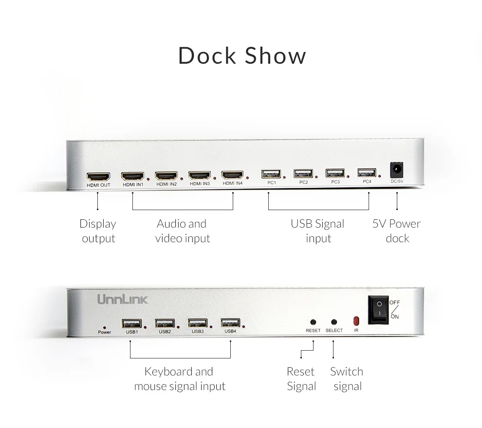 Unnlink HDMI 2,0 4X1 KVM коммутатор 4 порта USB KVM HDCP 2,2 HDR HDMI коммутатор UHD 4 k@ 60 Гц 1080P с для 4 настольных компьютеров и ноутбуков