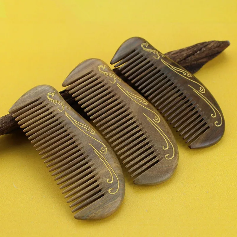 

2019 Hot sale Natural handmade flower Green Sandalwood peony Boutique Comb hairdressing professional health care wooden Combs