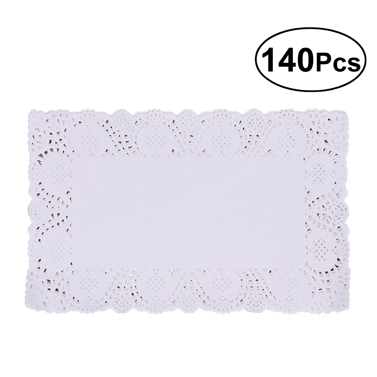 

140 Pcs Paper Lace Rectangle Flower Pattern Cake Packaging Pads Paper Doilies for Desserts French Fries Cakes Bread (25x35CM)