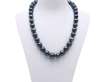 

Super Big Pearl Necklace 12-15mm Near Round Peacock Green Freshwater Cultured Pearl Necklace Single-Strand 18" jewelry women