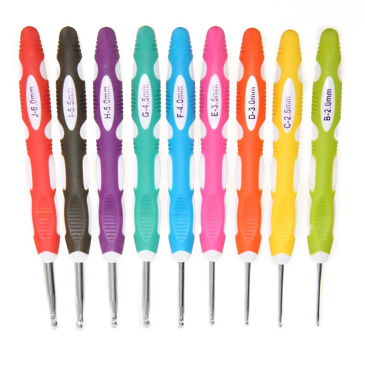 9pcs/set 2-6mm 165mm Multi Colour Plastic Aluminum Crochet Hooks Yarn Knitting Needles Set  for DIY Craft Tools Yarn Weave Craft