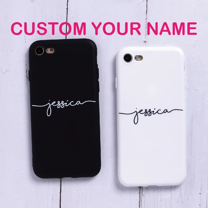 

For iPhone 6 6S XS Max XR 7 7Plus 8 8Plus X 5 SAMSUNG Soft Cover Phone Case Personalized Custom Name Text Matte Candy Color
