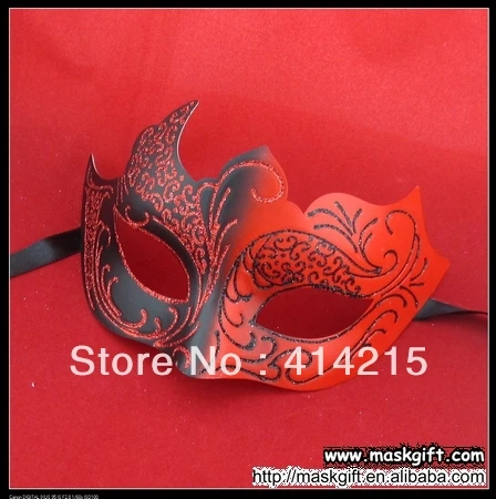 Горячая ручная роспись красный и черный Хэллоуин Карнавальная маска для глаз