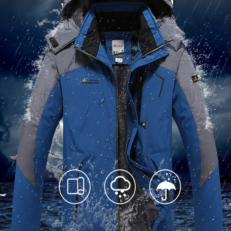 Women Winter Skiing Camping Trekking Climb Hiking Windproof Outdoor Hood Travel Waterproof Coat Fur Jacket Fishing 3XL Oversized