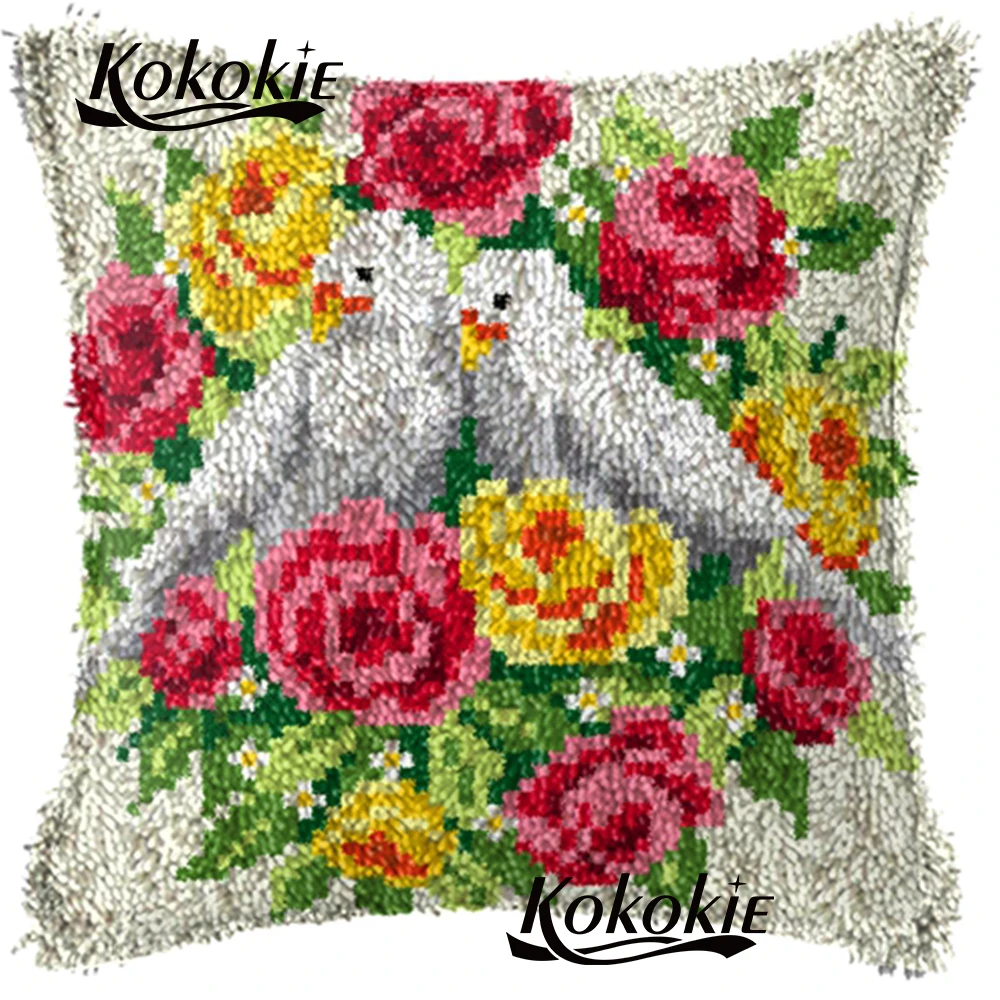 Crocheting Rug yarn pillowcase cross stitch kits embroidery needlework sets Latch Hook diy rug pillow kits printed Cushion Mat