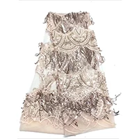 Me-dusa дизайн ретро изысканный бахромой блестки вышитое Африканское кружево свадебное платье ткань для костюмов 3D высокого качества - Цвет: color 2